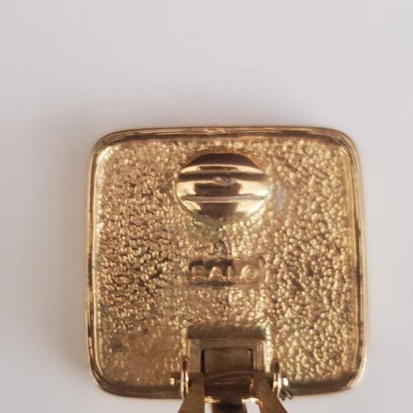 VTG Swarovski Earrings Brown and Crystal Clip-On Gold Plated Signed S.A.L. 80's - Picture 3 of 7